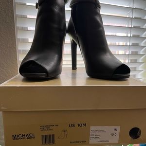Michael Kors Lawson open toe, leather bootie.